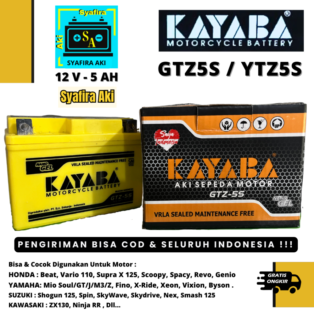 Aki Motor Jupiter MX new, MX King, Smash 125, Shogun 125, CS-1 KAYABA GTZ5S MF