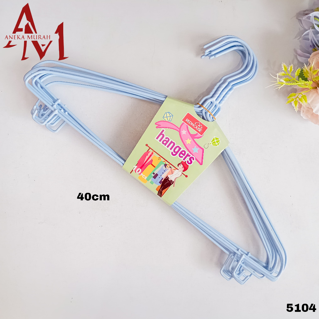 GANTUNGAN BAJU / HANGER KAWAT LAPIS PLASTIK 757 UKURAN 40 CM ISI 10 ( 5104 )