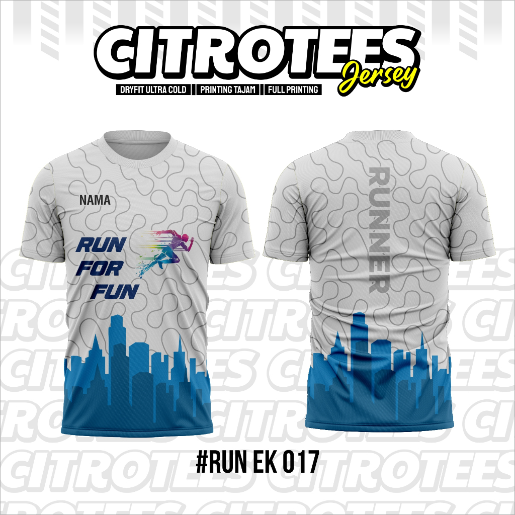 Kaos Jersey Lari " RUN FOR FUN " | FREE CUSTOM | FULL PRINTING