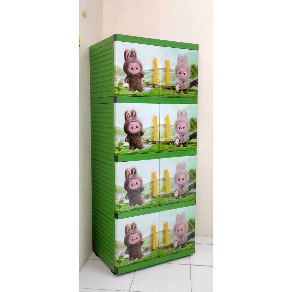 lemari pakaian plastik ivory 3/4 susun model karakter anak labubu lucu | lemari pakaian plastik anak