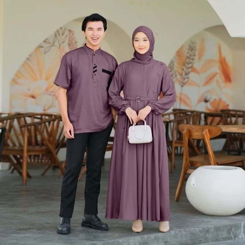 Shakila couple - Bisa Cod gamis baju couple set pasangan ayah ibu M L XL Jumbo busui lengan tangan p