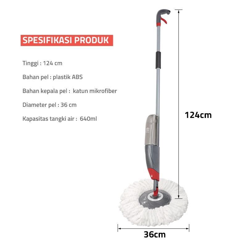 pengiriman cepat GM Bear Alat Pel Lantai Spray Mop 2256 - Mop Pel Lantai Praktis Pel Pelan Semprot