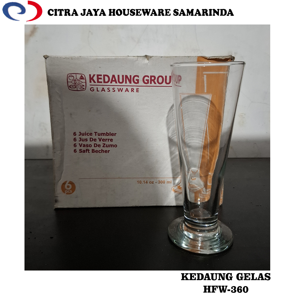 Gelas JUS KACA 300 ML KEDAUNG HFW-360 (PERKOTAK ISI 6 PCS)