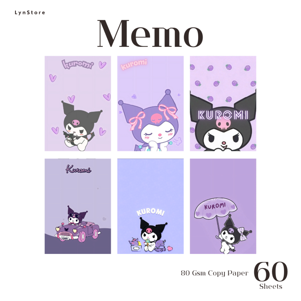 

(LS_M006) Memo Pad Gambar Karakter Sanrio Lucu - Kuromi Ukuran 7 X 10 cm ( Isi 60 Lembar Hvs 80 Gsm) Memopad Lucu / Aesthetic Memopad / Memo note / Kertas Memo / Memo Lucu / Buku catatan kecil /Buku catatan Memo