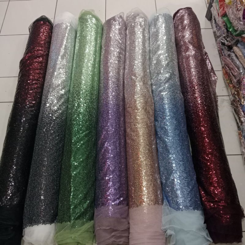 TERBARU... KAIN TULLE GRADASI SERIBU PAYET/TILLE SEQUIN/TULLE PAYET GRADASI TERBARU