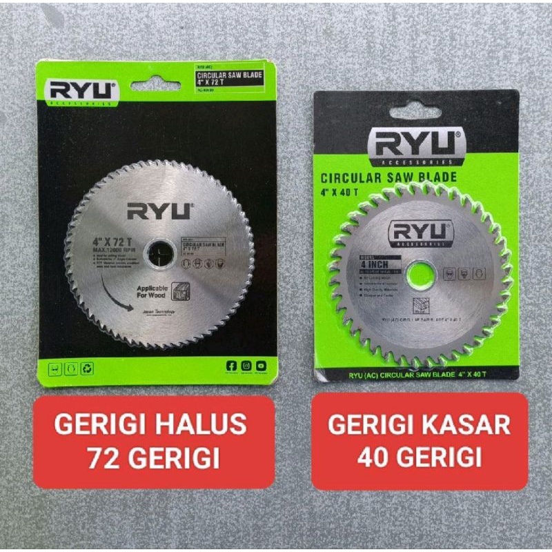 Ryu Circular Saw Blade 4" Inch Mata Gerinda Gergaji Potong Kayu Triplek