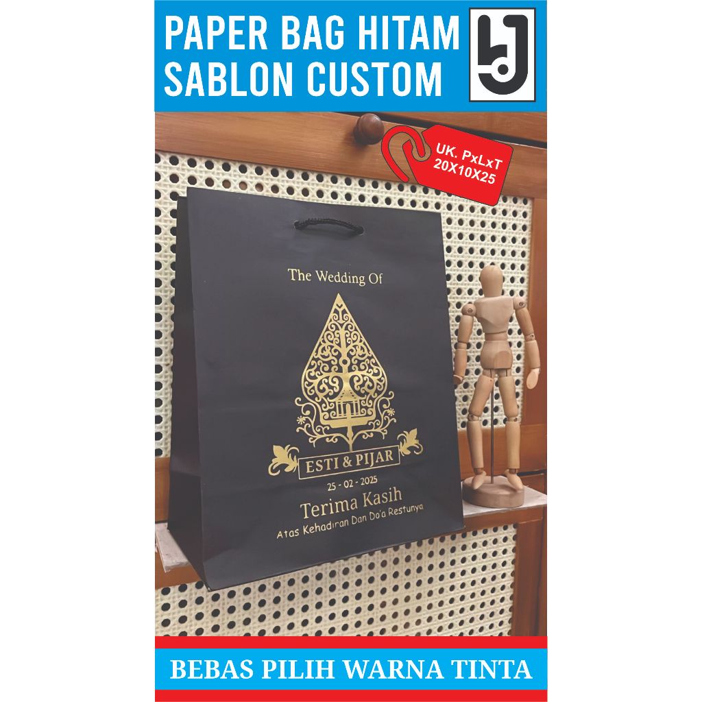 

Paper bag hitam custom 20X10X25