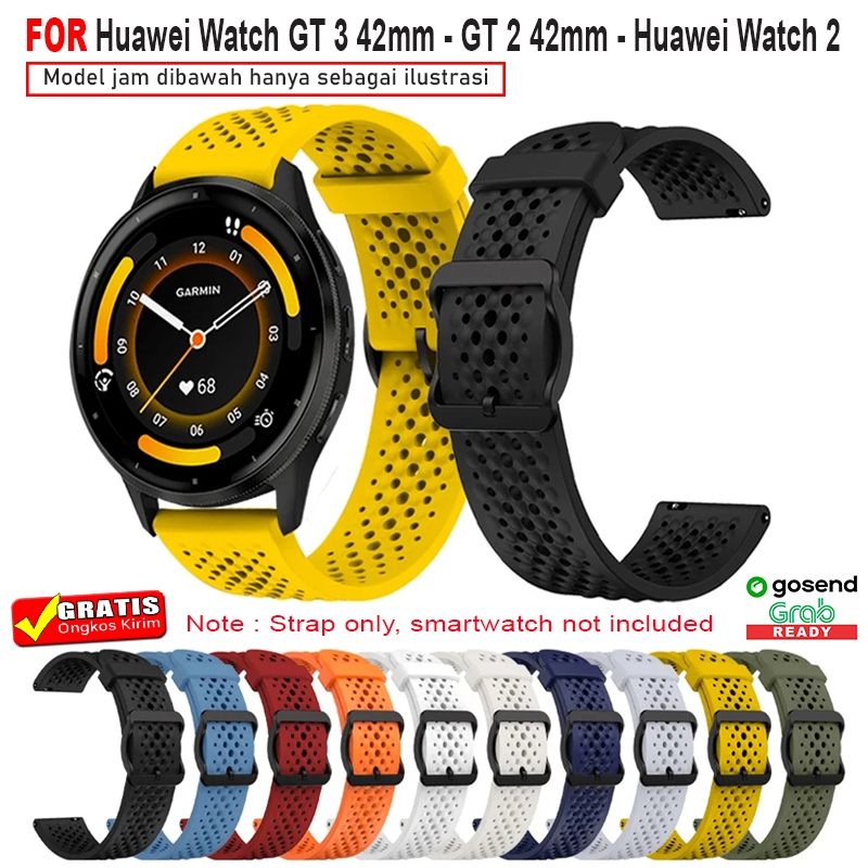 Strap Tali Jam Huawei Watch GT 3 42mm - Huawei Watch GT 2 42mm - Huawei Watch 2 - Model Dothole Sili