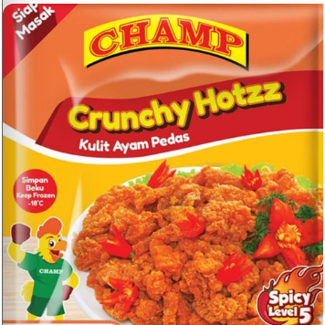 

champ crunchy hotzz/kulit ayam pedas 300gr