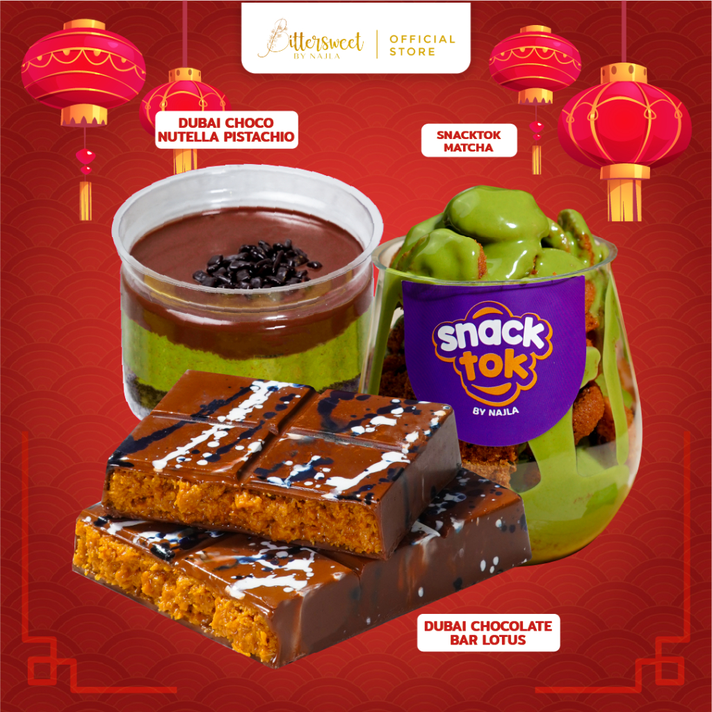 

Dubai Chocolate Bar Lotus ( BIG SIZE ) + Dubai Choco Nutella + Snacktok Matcha ( PayDay )