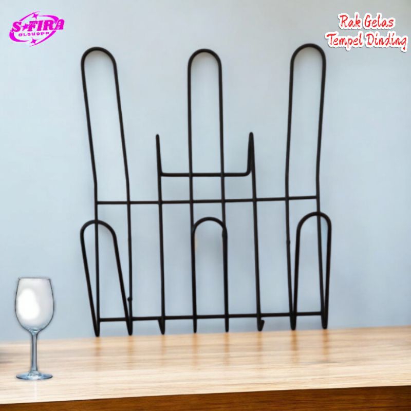 Rak Gelas Tempel Dinding / Rak Gantungan Gelas / Rak Dapur /Rak Gelas Multifungsi
