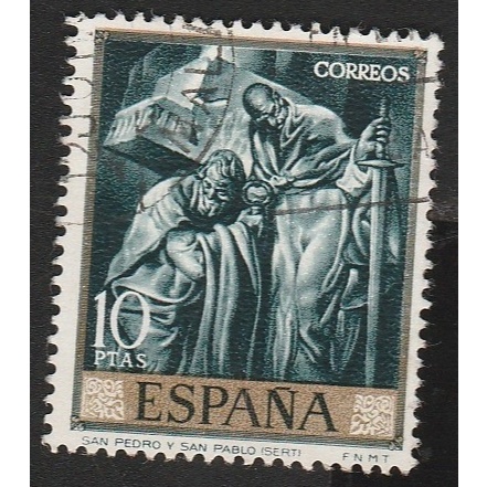 

A 11812 SATU BUAH PRANGKO SPANYOL NOMINAL 10 PESETAS TEMA SAN PEDRO DAN SAN PABLO DENGAN KONDISI SUDAH ADA CAP