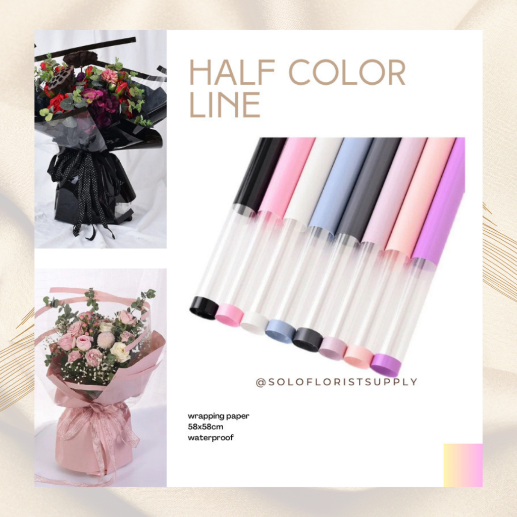 

HALF COLOR LINE OPP WRAPPING PAPER TRANSPARENT FRAME GOLD LINE FLOWER WRAPPING CELLOPHANE WATERPROOF