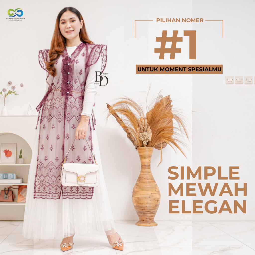 Outer Brokat Tunik Brukat Kirana Premium Mewah Acara Kondangan Lebaran Cardigan Motif Terbaru