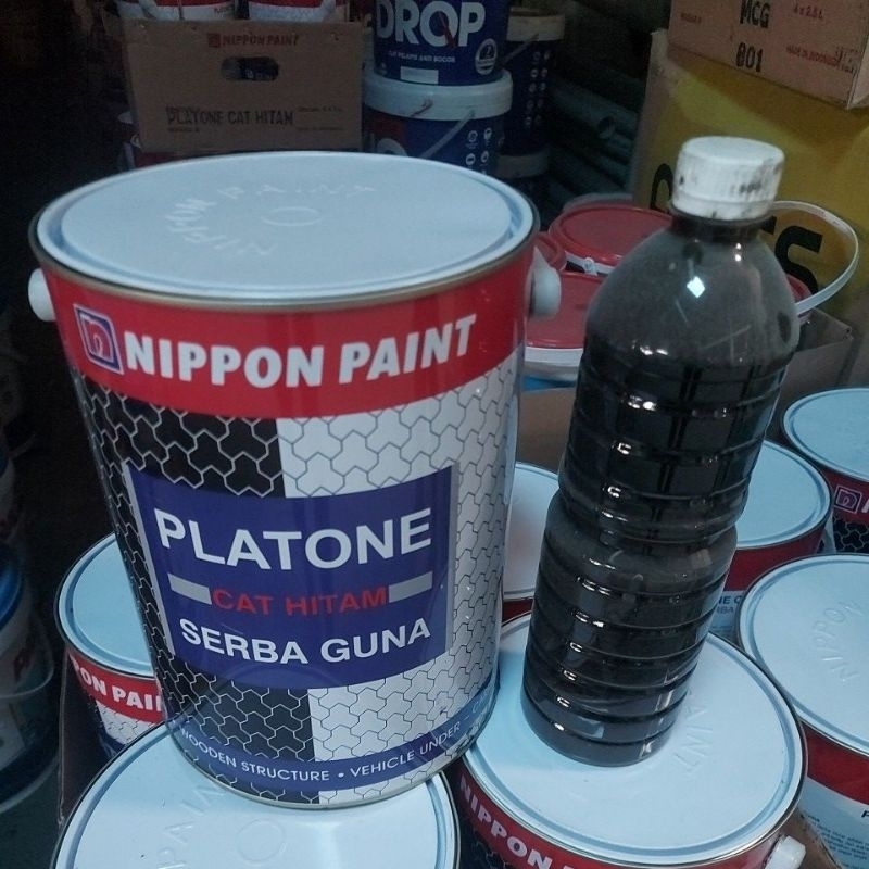 CAT KAPAL KAYU BESI 5 KG / 5 LITER & 1KG / 1LITER PLATONE NIPPON PAINT ANTI LUMUT TERITIP HITAM DOF