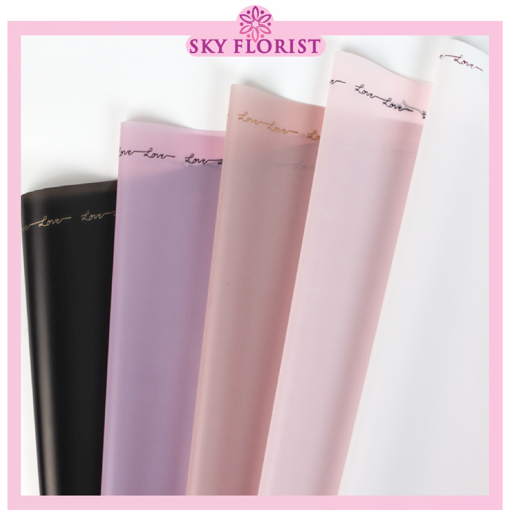

20 Lembar Kertas Buket Motif Love Letter Border Cellophane Flower Wrapping Hand Bouquet KB6040