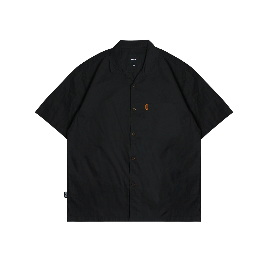 Troy Company Short Shirt Black Montague - Kemeja Polos Lengan Pendek Pria Hitam KMJ 2938