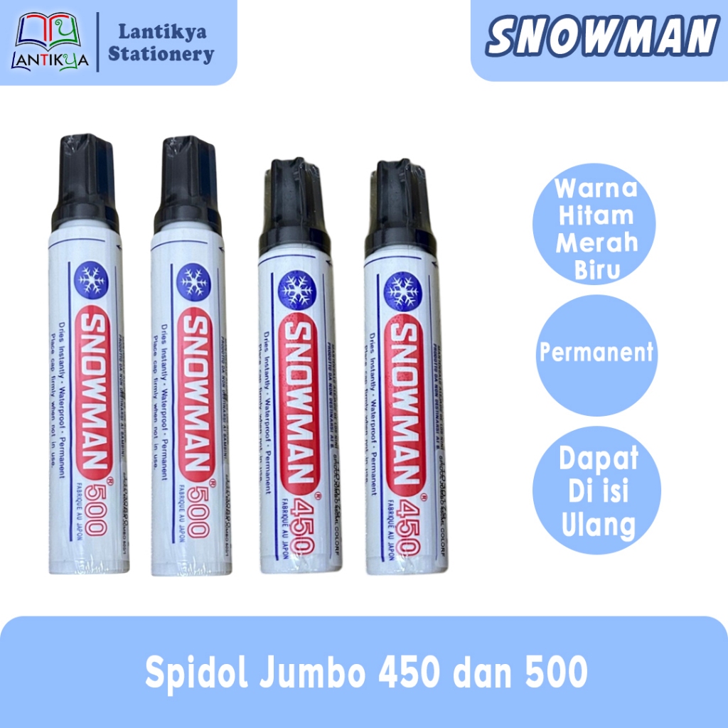 

SPIDOL SNOWMAN 450 DAN 500 PERMANENT/ BESAR JUMBO HITAM BIRU MERAH