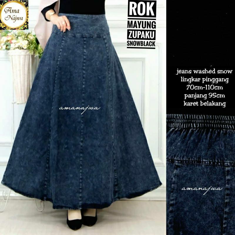 Mayung Yupaku Rok Jeans Wash Tebal & Halus By amj