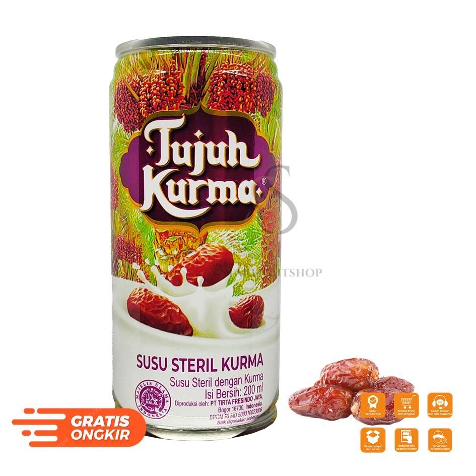 

SUSU STERIL TUJUH KURMA 200ml / Tujuh Kurma Susu Kaleng Steril 200ml Siap Saji & Minum