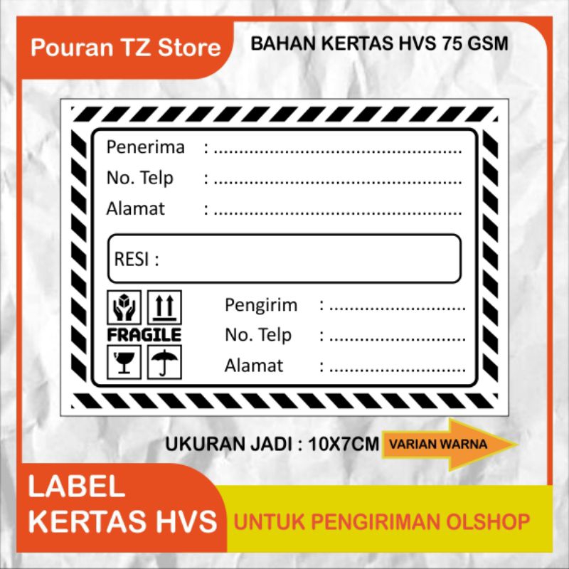 

Kertas HVS 75gsm Resi pengiriman olshop isi 48 pcs