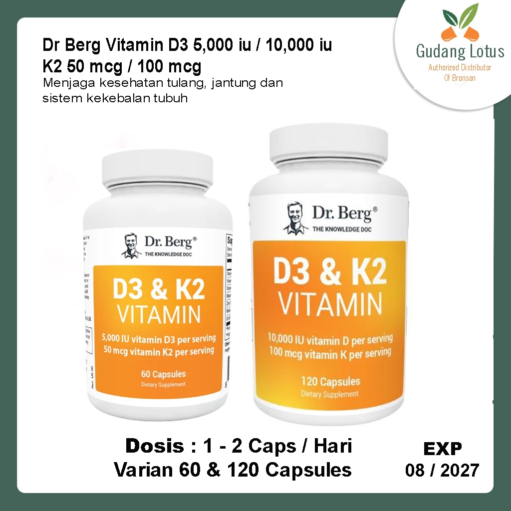 Dr Berg Vitamin D3 10,000 iu K2 100 mcg 120 Capsules