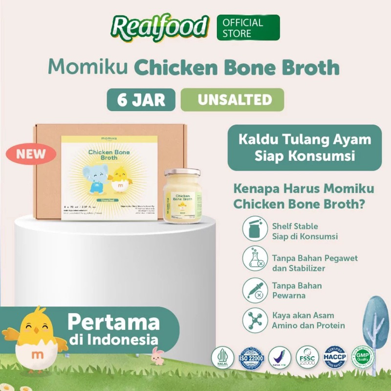 

Realfood Momiku Chicken Bone Broth Unsalted Kaldu Ayam