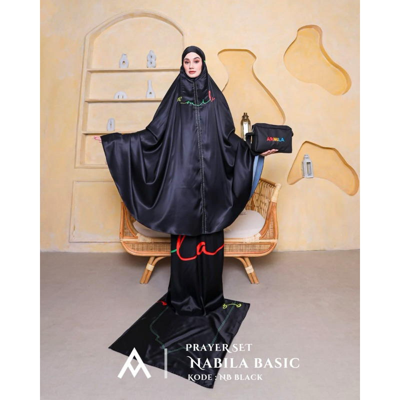 NABILA PRAYER SET BLACK | Armila Syari Premium Mukena
