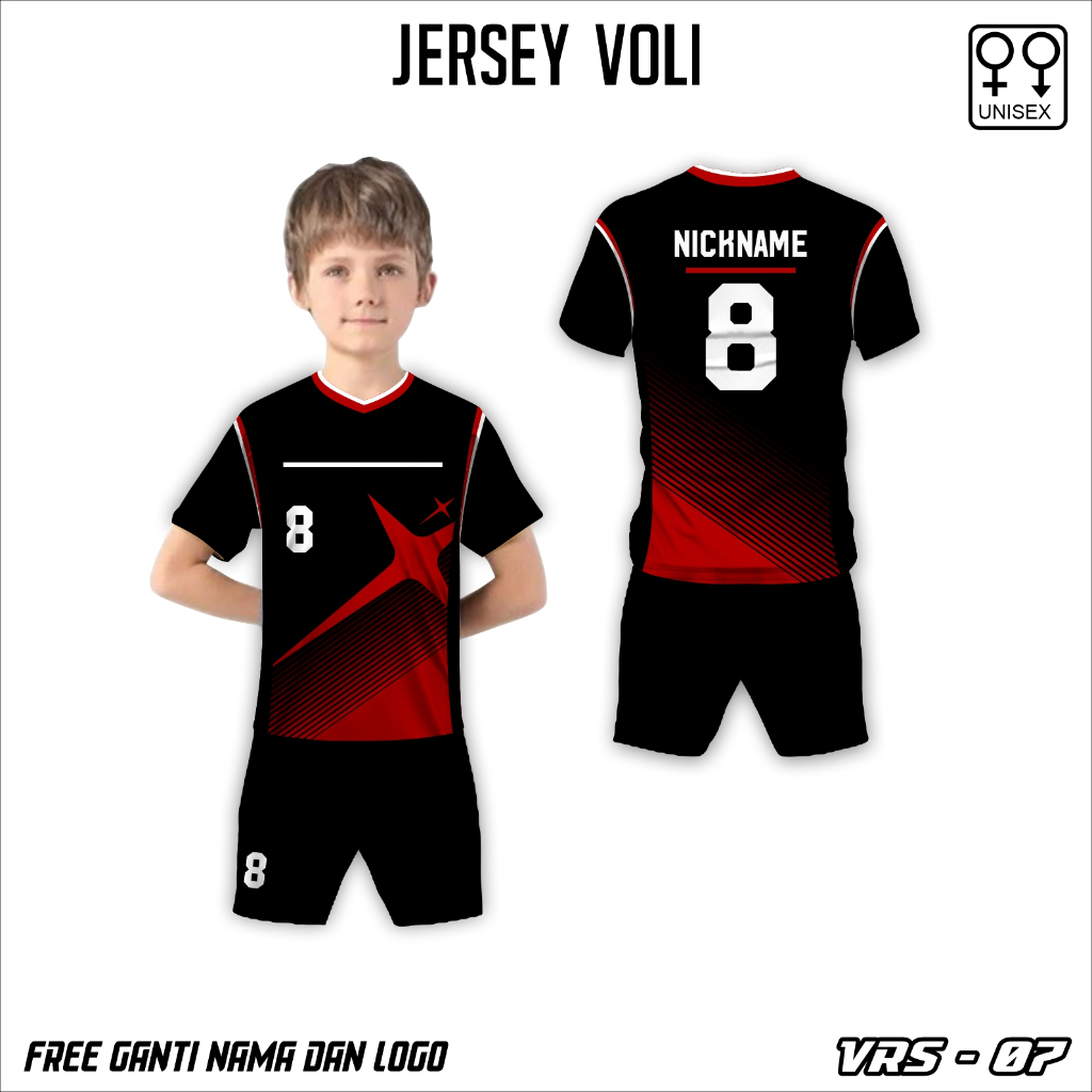 Setelan jersey voli red spark baju olah raga voliball anak