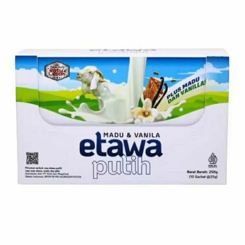 

Susu Kambing Etawa Putih Ratu Lebah Madu Vanilla & Madu Jahe 1 Box 10 Sachet