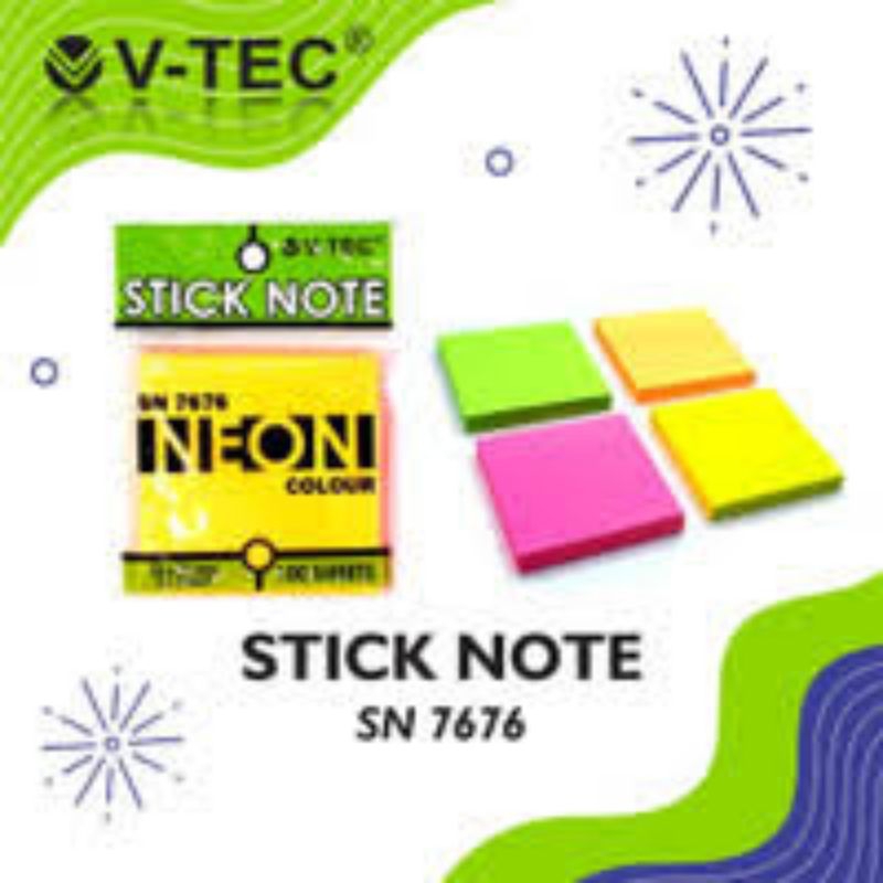 

V-TEC Stick Note SN 7676/4MC Uk. 76 x 76 mmWarna: 4 Warna (Mix Colour) Bahan: Kertas Isi: 100 Sheets