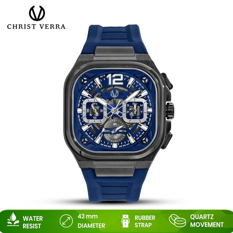 Jam Tangan Pria Christ Verra CV 109068G-36B BLU Blue Grey Original