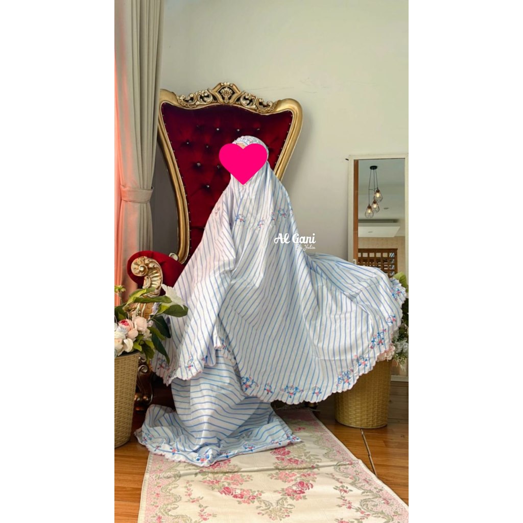 Mukena Terbaru Motif Salur dompet Cantik by alganibyyulia / Mukena Bordir / Mukena Mewah / Mukenah P