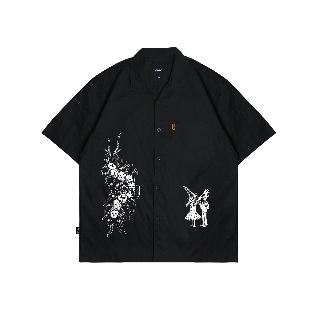 Troy Company Short Shirt Black Scared - Kemeja Lengan Pendek Pria Hitam KMJ 2944