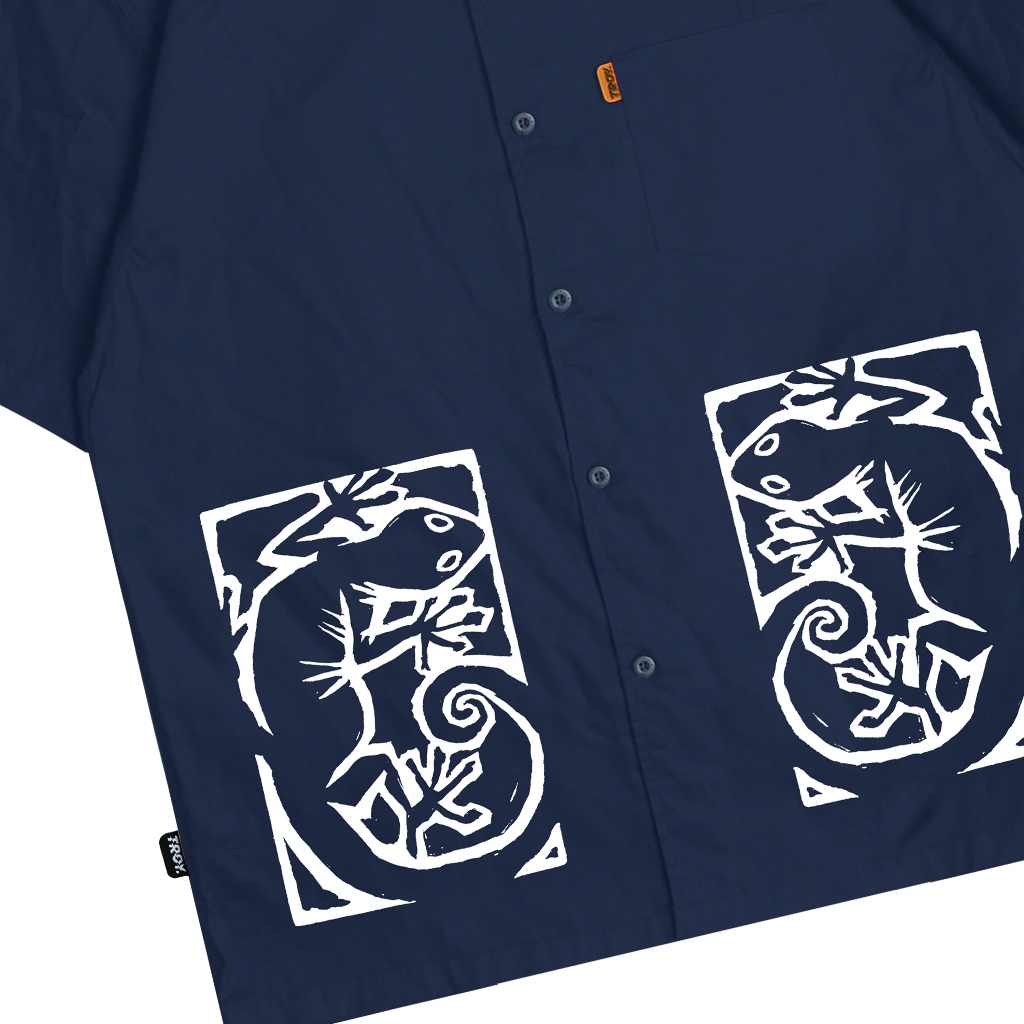 Troy Company Short Shirt Navy Lizard - Kemeja Lengan Pendek Pria Biru Navy KMJ 2943