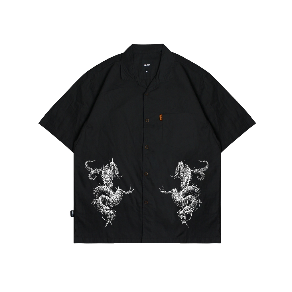 Troy Company Short Shirt Black Dragon - Kemeja Lengan Pendek Pria Hitam KMJ 2941