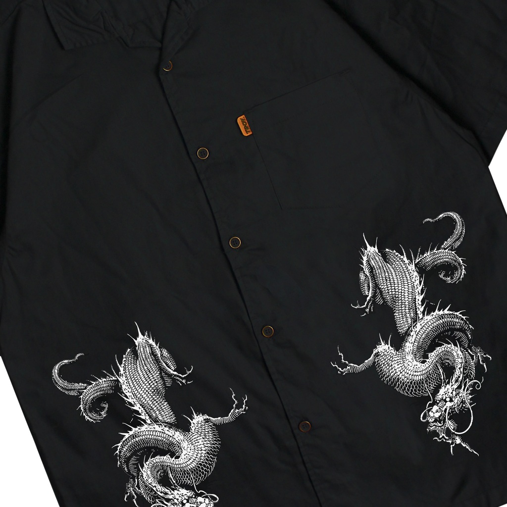 Troy Company Short Shirt Black Dragon - Kemeja Lengan Pendek Pria Hitam KMJ 2941