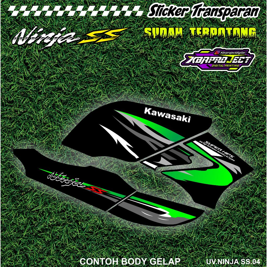 NINJA SS STIKER STRIPING TRANSPARAN PREMIUM MOTOR KAWASAKI DESAIN RACING 04 TRANSPARANT BISA COD