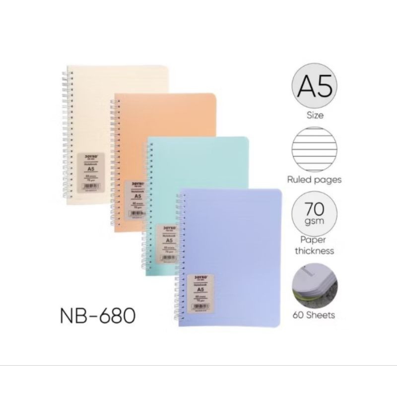 

BUKU CATATAN SPIRAL/NOTEBOOK SPIRAL JOYKO NB-680 A5 WARNA PASTEL