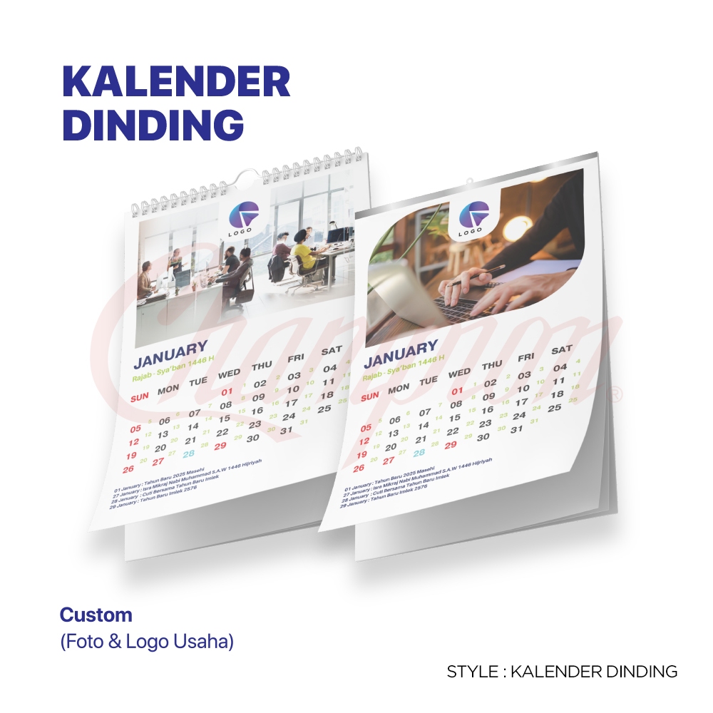 

Cetak Kalender Dinding Ukuran A3+/Print Kalender Custom Foto/Logo Usaha/Isi Halaman(Lembar)