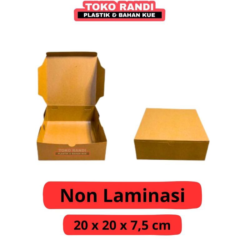 

Dus Kotak Nasi Tebal Kraft 325 gsm Ukuran 20X20x7,5 / Box Kue