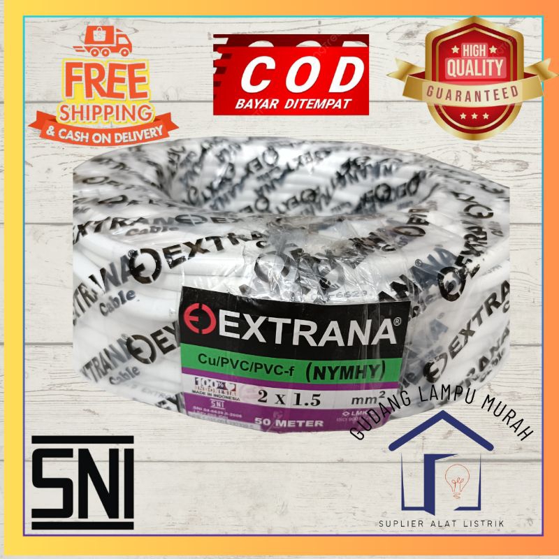 Kabel NYM HYO 2x1.5mm Extrana SNI Meteran Kabel Serabut 2x1.5mm SNI Kabel Listrik 2x1.5mm Murah Mete