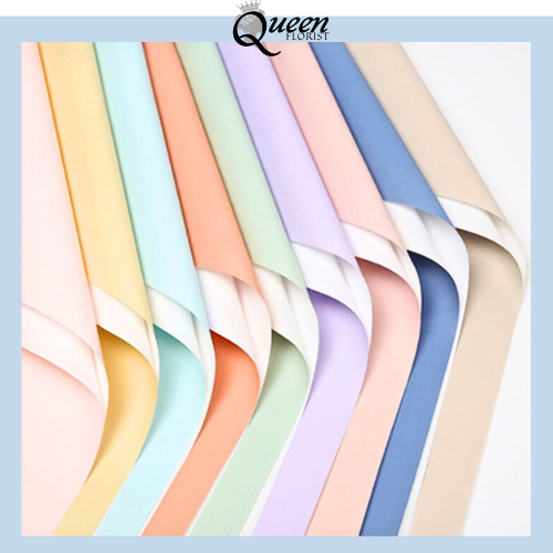 

20 LEMBAR Kertas Buket Bunga Color Solid White Flower Wrapping Paper Cellophane 6121