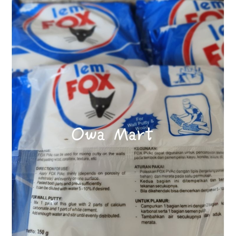 

lem putih / lem fox / lem PVaC / Lem Slime / lem kertas/ plamur refill 350 gram plastik biru
