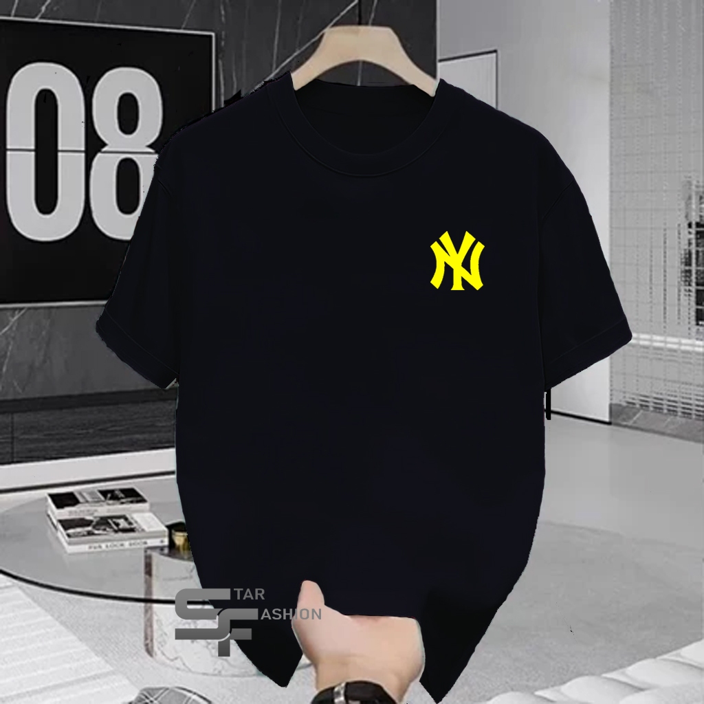 Kaos Pendek NY Motif Kuning Kaos Atasan Pria Wanita S M L XL XXL Premium Unisex
