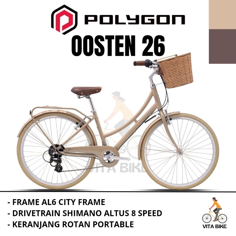 Sepeda Polygon Sierra Oosten 26 Inch Sepeda Keranjang Rotan Vintage