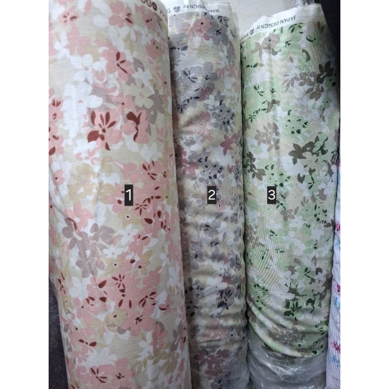 KAIN METERAN KATUN JEPANG BUNGA ABSTRAK 3 WARNA TOKAI SENKO