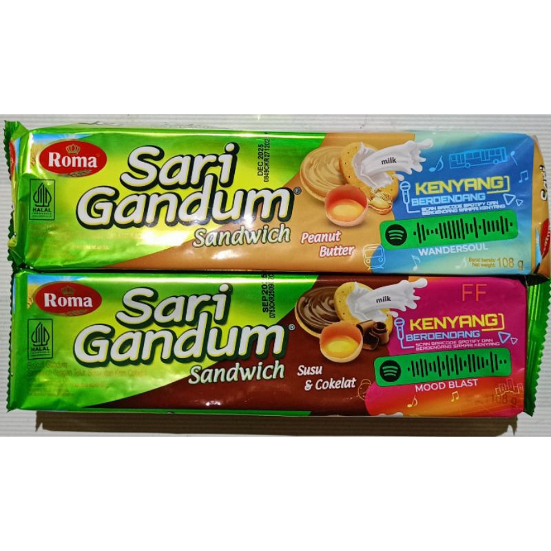 

(INSTANT & SAMEDAY) ROMA Sari Gandum Sandwich Susu & Coklat 108 Gram