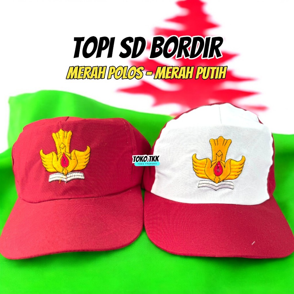 Topi SD Merah putih / topi sd merah polos