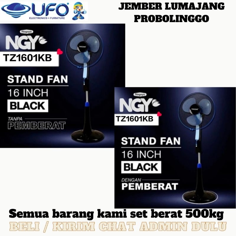 Nagoya TZ1601KB Kipas Angin Berdiri 16 Inch Hitam Glossy